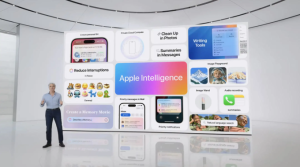 Craig Federighi, phó chủ tịch cấp cao phụ trách mảng phần mềm của Apple trong buổi ra mắt Apple Intelligence hồi tháng 6. Ảnh: Apple