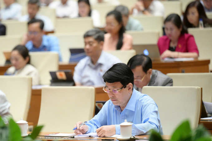 Chủ tịch nước Lương Cường tại phiên thảo luận của Quốc hội ngày 8/5. Ảnh: Cổng TTĐT Quốc hội